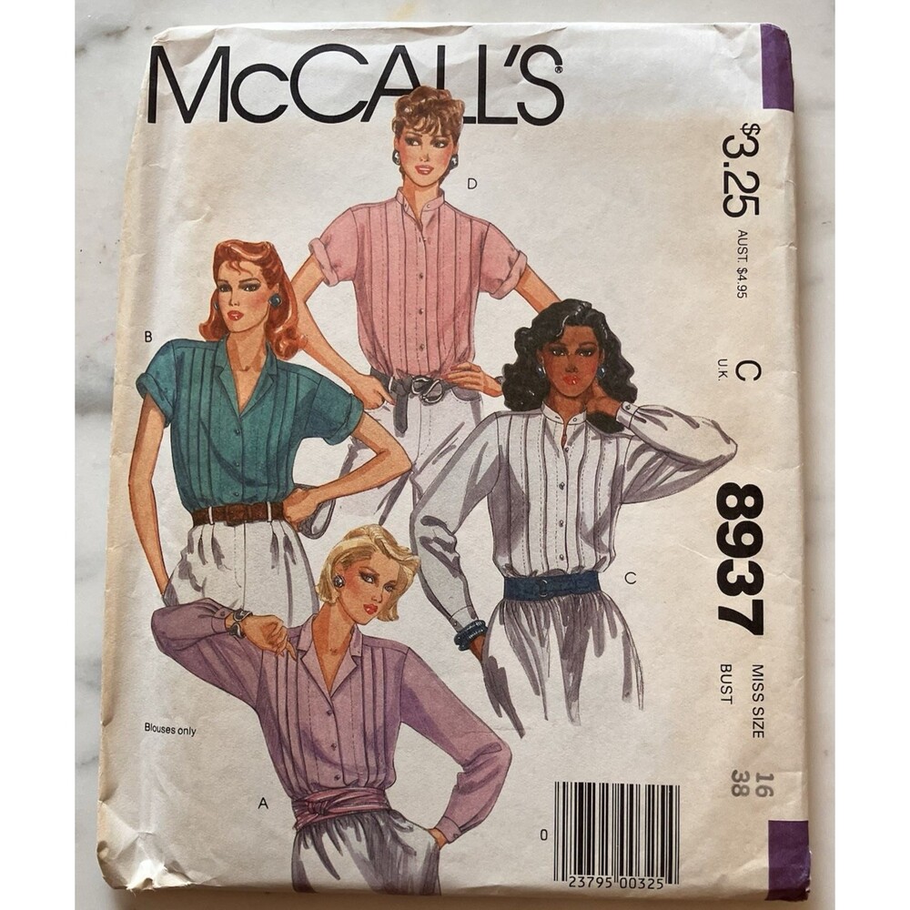 McCall's Sewing Pattern 8937 Misses Blouse‎ Size 16 Bust 38” Uncut Vintage 1984